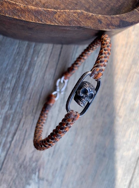 【渡】原创泰国蜡线纯银手工编手绳 情侣手链脚链 蜡线手绳