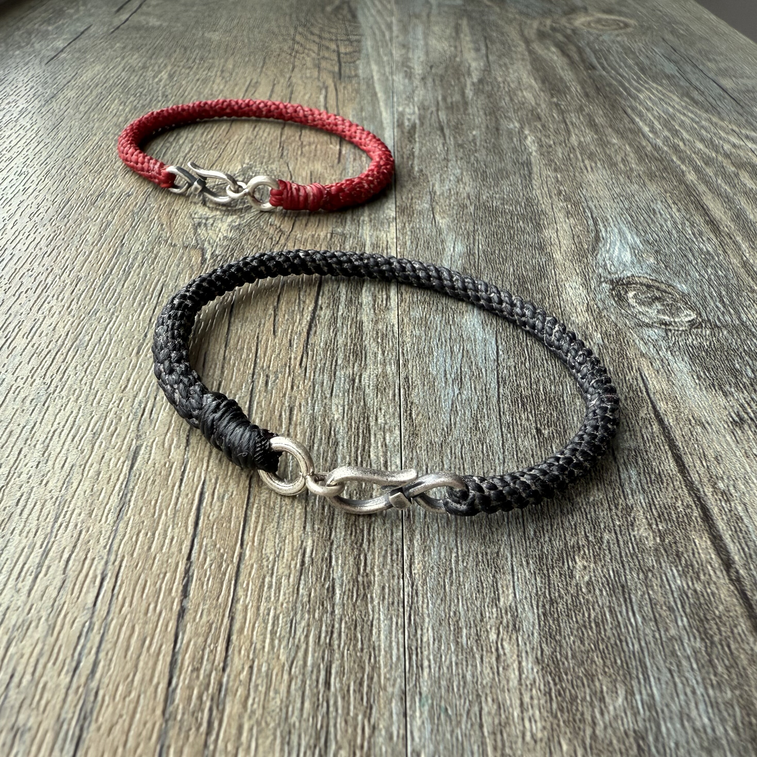 【空】原创泰国蜡线纯银手工编手绳 情侣手链脚链 蜡线手绳