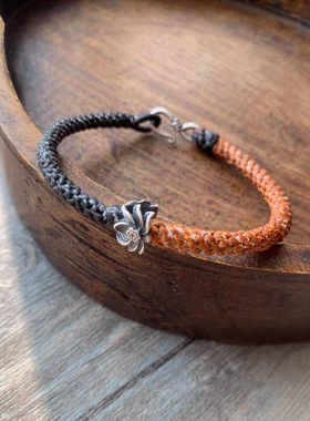 【觉】原创泰国蜡线纯银手工编手绳 情侣手链脚链 蜡线手绳