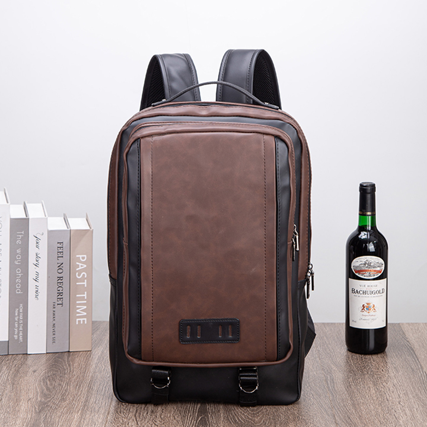 复古时尚男士双肩包大容量户外男包简约皮质街头大学生书包电脑包,箱包皮具/热销女包/男包,双肩背包,淘宝优惠券,粉丝福利购,淘宝优惠卷