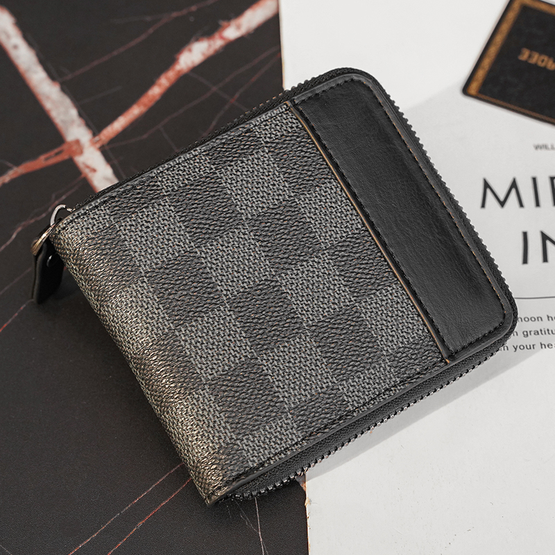 短款零钱包短款格子多卡位零钱包