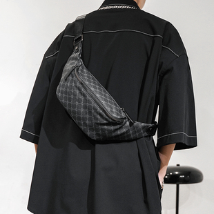 2026时尚新款男士小胸包 简约街头百搭斜挎包横款小腰包后背挎包
