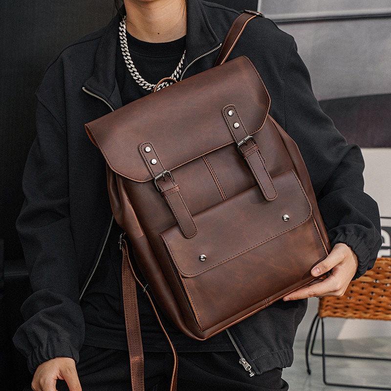 new pattern CRAZY HORSE Backpack men and women Chaopai Casual man bag Retro knapsack Schoolbag for middle school students Travelling bagin the Leather/Lady bags/Men's bag, Backpack  category - from Buy2taobao.com to provide professional Taobao agent buy service
