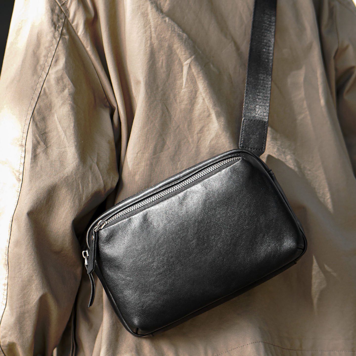 轻奢高档真皮男士小方包