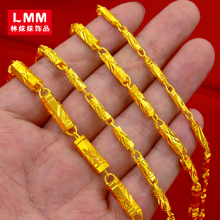 节节高沙金项链男女情侣新款越南镀金仿真黄金小众设计感竹节饰品