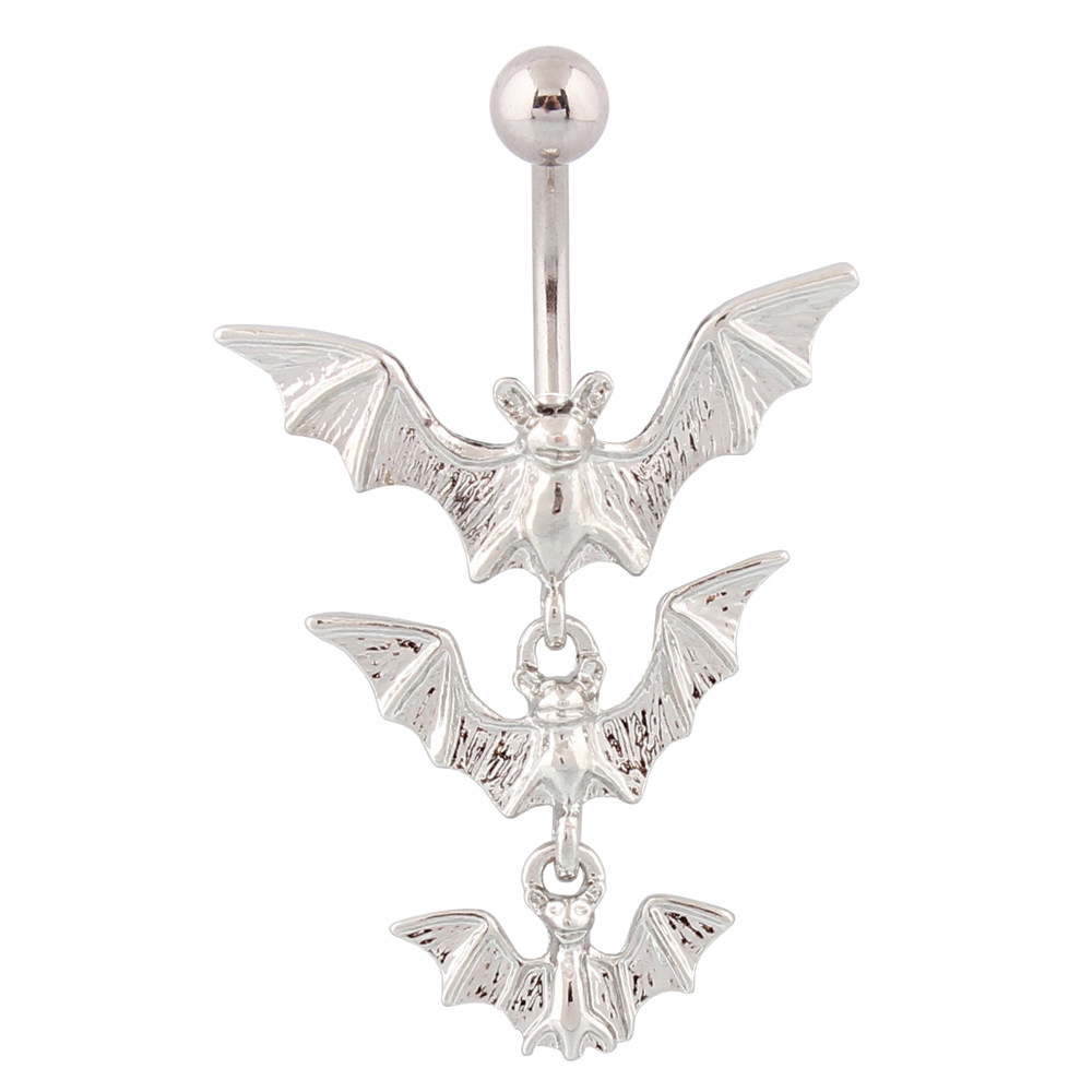 三个蝙蝠从大到小肚脐环肚脐扣肚脐钉肚脐眼肚皮舞合金小饰品