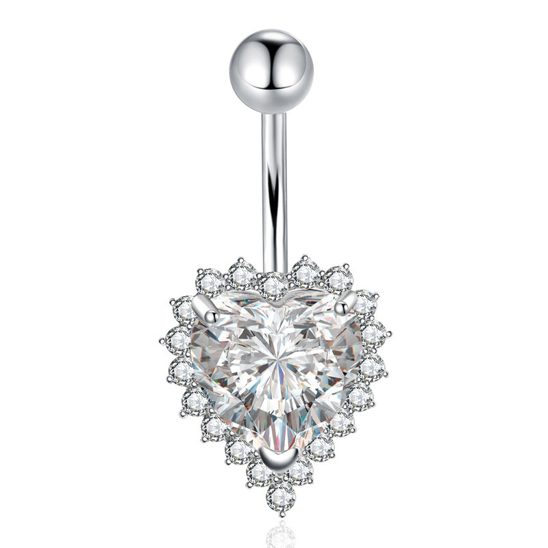 锆石肚脐钉爱心奢华白色粉色防过敏医用钢粗针两头可拆卸可换杆,饰品/流行首饰/时尚饰品新,肚脐类饰品,淘宝优惠券,粉丝福利购,淘宝优惠卷