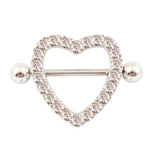 乳钉女爱心粗杆防过敏医用不锈钛钢合金水钻人体穿刺乳环性感饰品