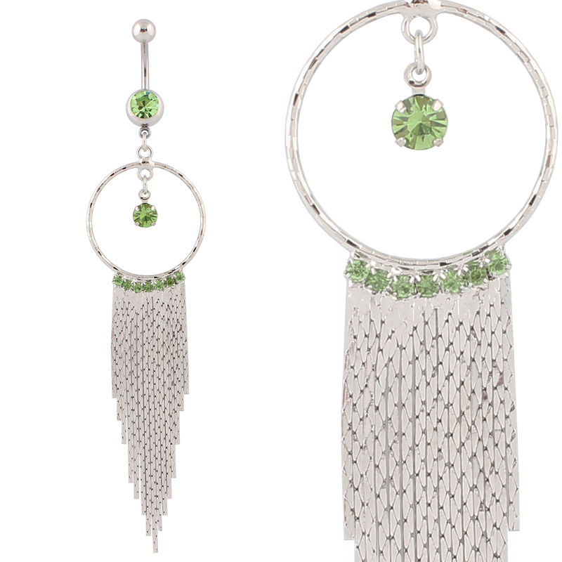 流苏款防过敏水钻肚脐钉