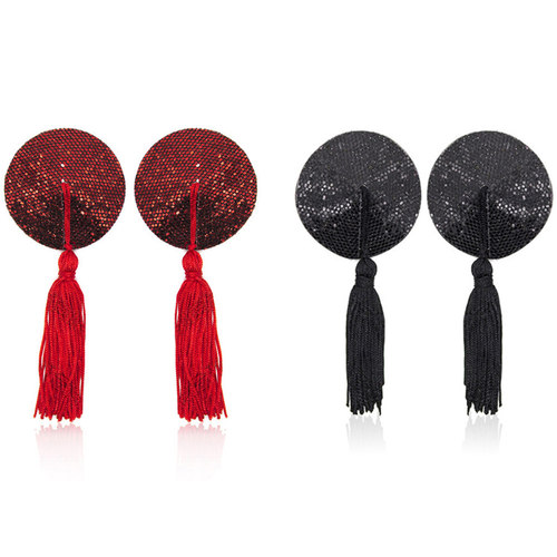 人体饰品乳头贴圆形帽盖流苏饰无需穿孔乳贴一对价格 Nipple ring