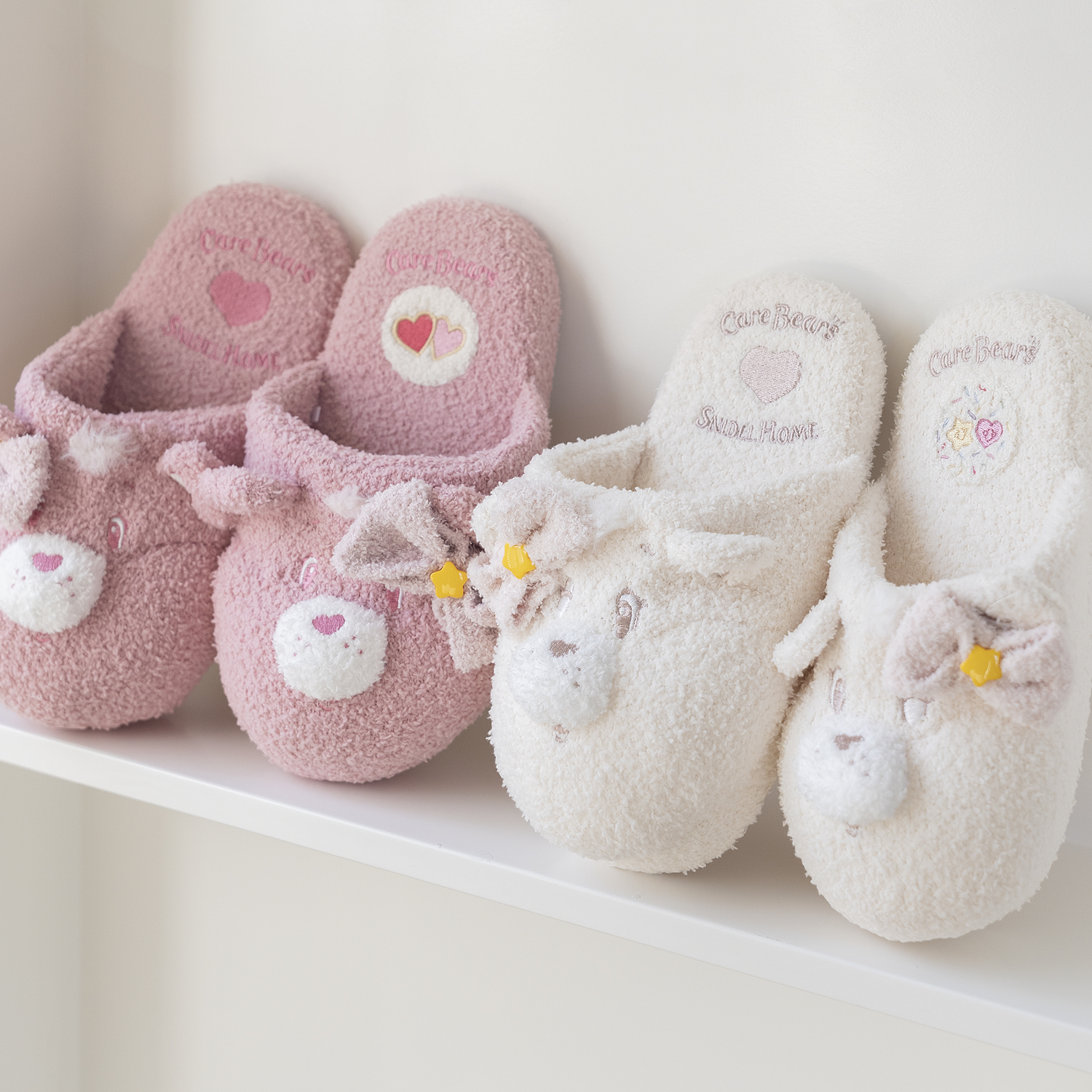 软绵绵羽毛绒可爱小熊居家拖鞋