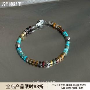 WAY OF MOON原创手工串珠红蓝松石手链女小众日常复古精致手串女