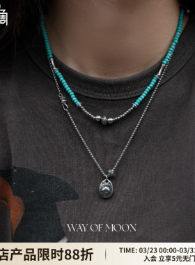 WAYOFMOON小众复古蓝色项链