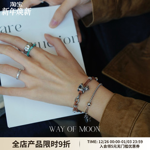 WAY MOON原创设计银色小马金属编织手链做旧海星童趣钛钢手绳