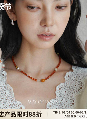 原创设计天然石串珠锁骨链