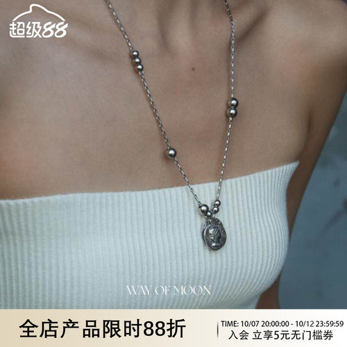WAY OF MOON原创复古莫比乌斯环圆形长款毛衣项链高档时尚锁骨链