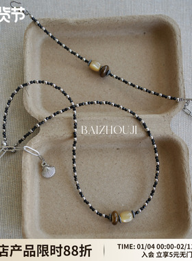 WAYOFMOON小众黑色尖晶石项链