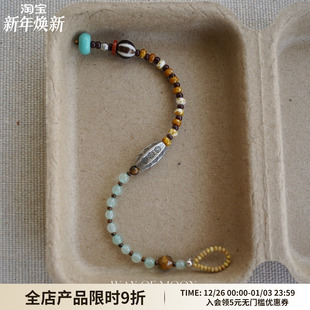 WAY MOON原创设计焦糖多彩虎眼拼色小众复古高级感小众手链