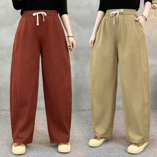 子女宽松窄版 水洗棉麻弯刀裤 直筒裤 大码 2026夏季 九分休闲裤 新款