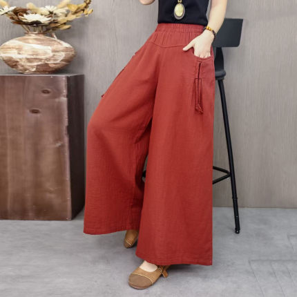 2026夏季新款纯棉双层纱婴儿棉裤裙女薄款裤子大码休闲大脚阔腿裤