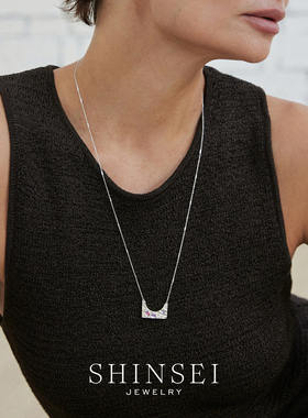 天然蓝紫系宝石长毛衣链