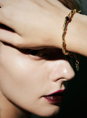 SHINSEI原创石榴石手镯纯银