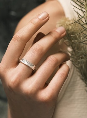 【森制SHINSEI官方】手工雕纹戒指 原创设计纯银饰品