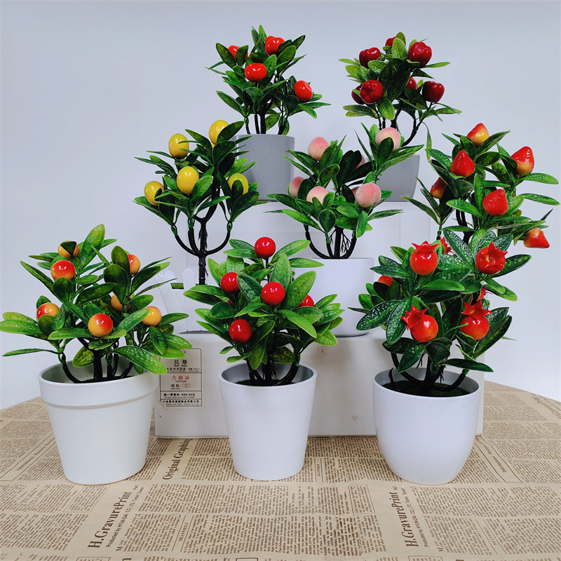 仿真水果树植物盆景小盆栽办公室装饰塑料发财桔子金橘果实树摆件