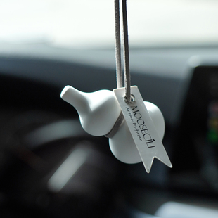 白色葫芦汽车载后视镜挂件牌片香氛水膏薰礼物扩香石精油饰品