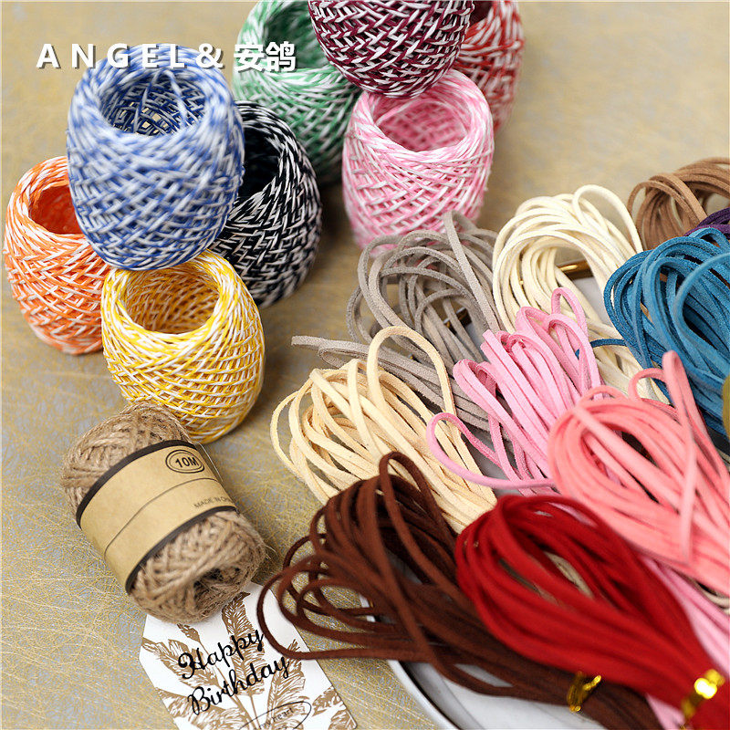 手工蝴蝶结绑带绳子双色纸绳绒