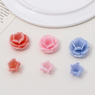 仿真立体热缩片穿孔花朵牡丹花 diy古风发簪步摇禁步玉簪花配件