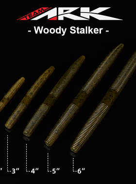 美国ARK高比重面条虫路亚棒棒虫2/3/4/5/6寸woody stalker软饵
