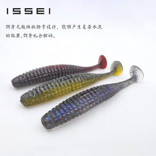 日系常吉爆震鲱鱼2.6寸3.5寸缓沉螺纹T尾软饵倒钩假拟饵