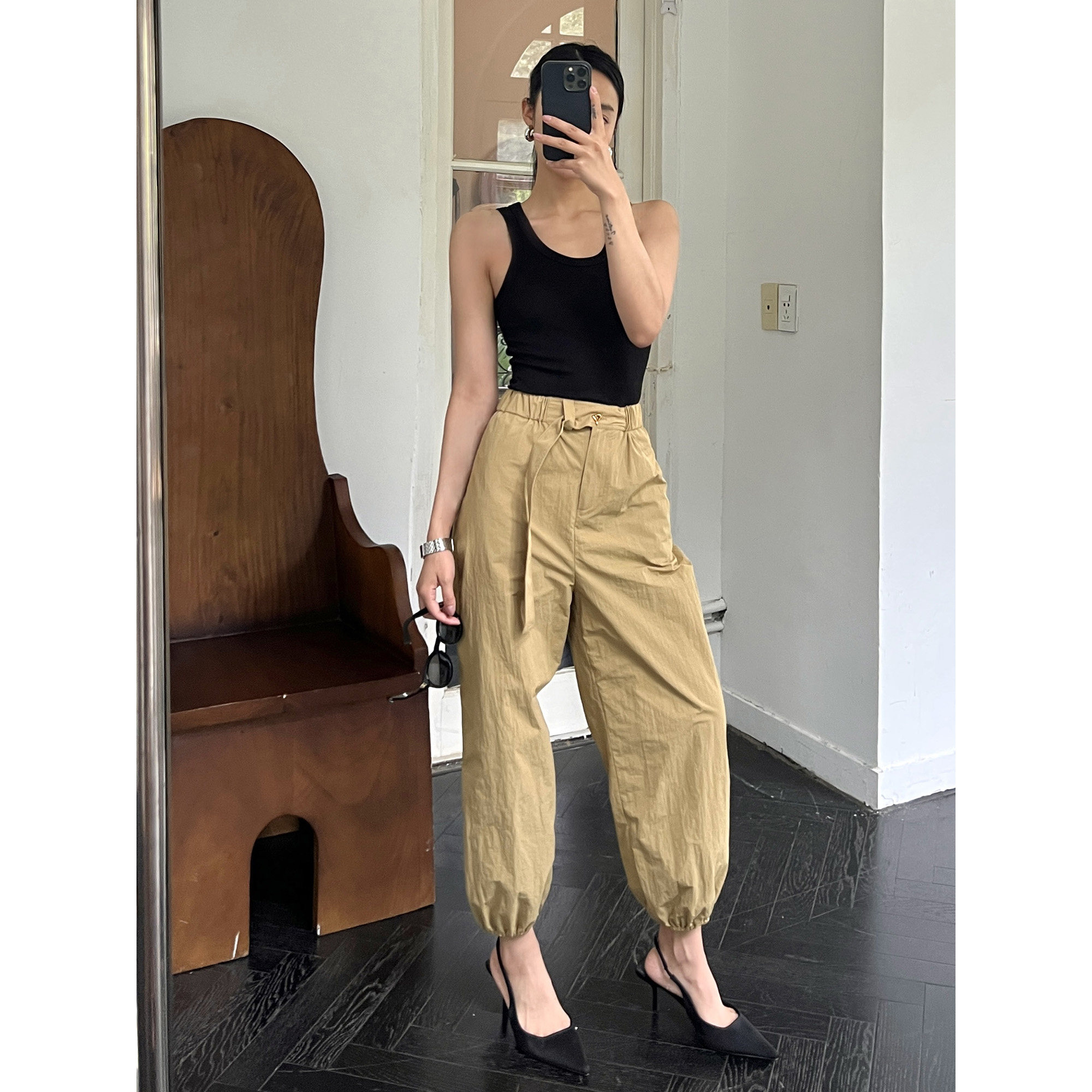 SOTHEA 今季Bi入 时髦博主腰带设计工装裤百搭宽松高腰束脚裤女,女装/女士精品,休闲裤,淘宝优惠券,粉丝福利购,淘宝优惠卷