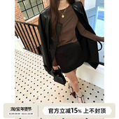 SOTHEA 秋冬时髦半裙哑光缎面短裙极简气质小黑裙迷你a字半身裙女