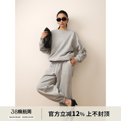 圆领宽松廓形卫衣套装