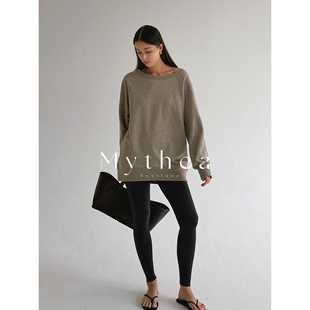 SOTHEA CHIC棉质慵懒大开领落肩廓形宽松套头卫衣外套 春季