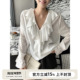 V领荷叶边衬衫 SOTHEA 设计感衬衣秋 博主复古款 长袖 精致vibe 法式