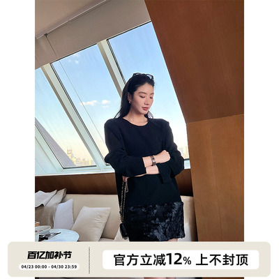 Du家卡丹绒拼接经典A型连衣裙