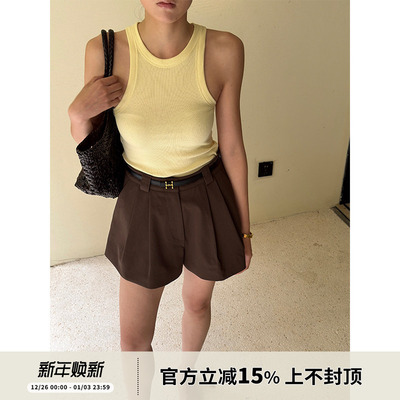 SOTHEA 时髦百搭 夏季韩国进口紧身工字针织背心短款内搭外穿上衣