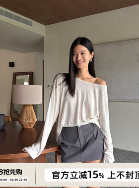 SOTHEA 2026年夏季慵懒微透感大开领亚麻防晒长袖T恤宽松上衣女