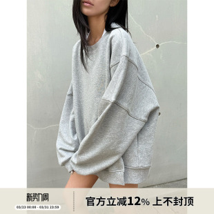 SOTHEA 宽松开衩卫衣女 慵懒风舒适全棉_圆领套头设计感小众春季