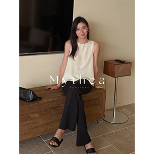 SOTHEA 30姆米重磅真丝纸片人夏季清凉百搭款无袖露肩背心上衣