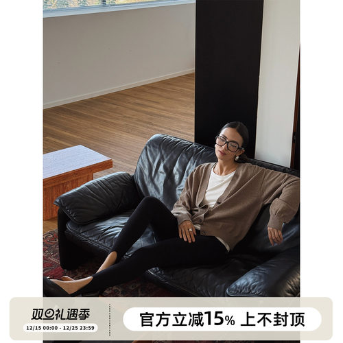 SOTHEA MODERN CHIC LADY全羊毛前后两穿短款v领针织开衫上衣