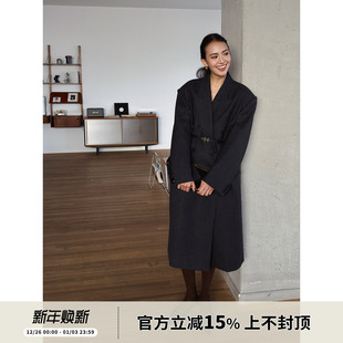 LADY全羊毛复古格纹双排扣西装 CHIC 呢子毛呢大衣 MODERN SOTHEA