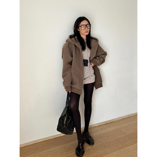 Miu里Miu气宽松绗棉加厚羊毛双层连帽卫衣毛呢外套女冬 SOTHEA