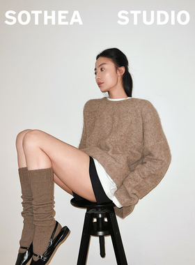 SOTHEA 慵懒松弛感ALPACA羊驼毛J简针织上衣廓形毛衣