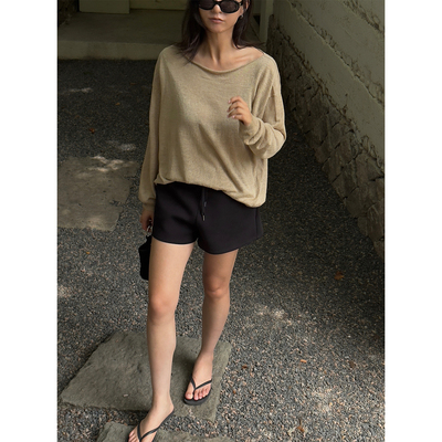 SOTHEA 精致时髦感 棉质中腰弹力抽绳小A短裤显瘦显腿夏季休闲裤