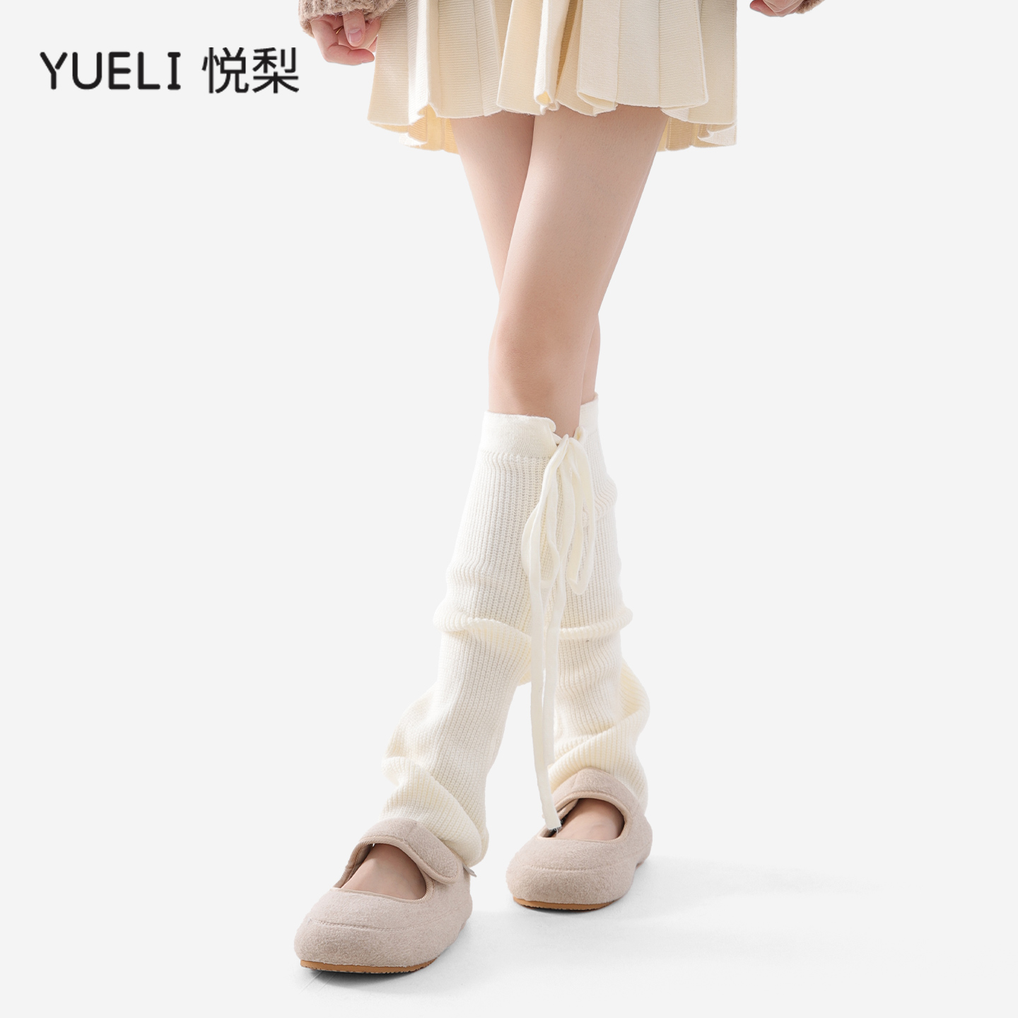 韩版绑带针织袜套女白色春秋季个性格雷系蝴蝶结辣妹风y2k堆堆袜