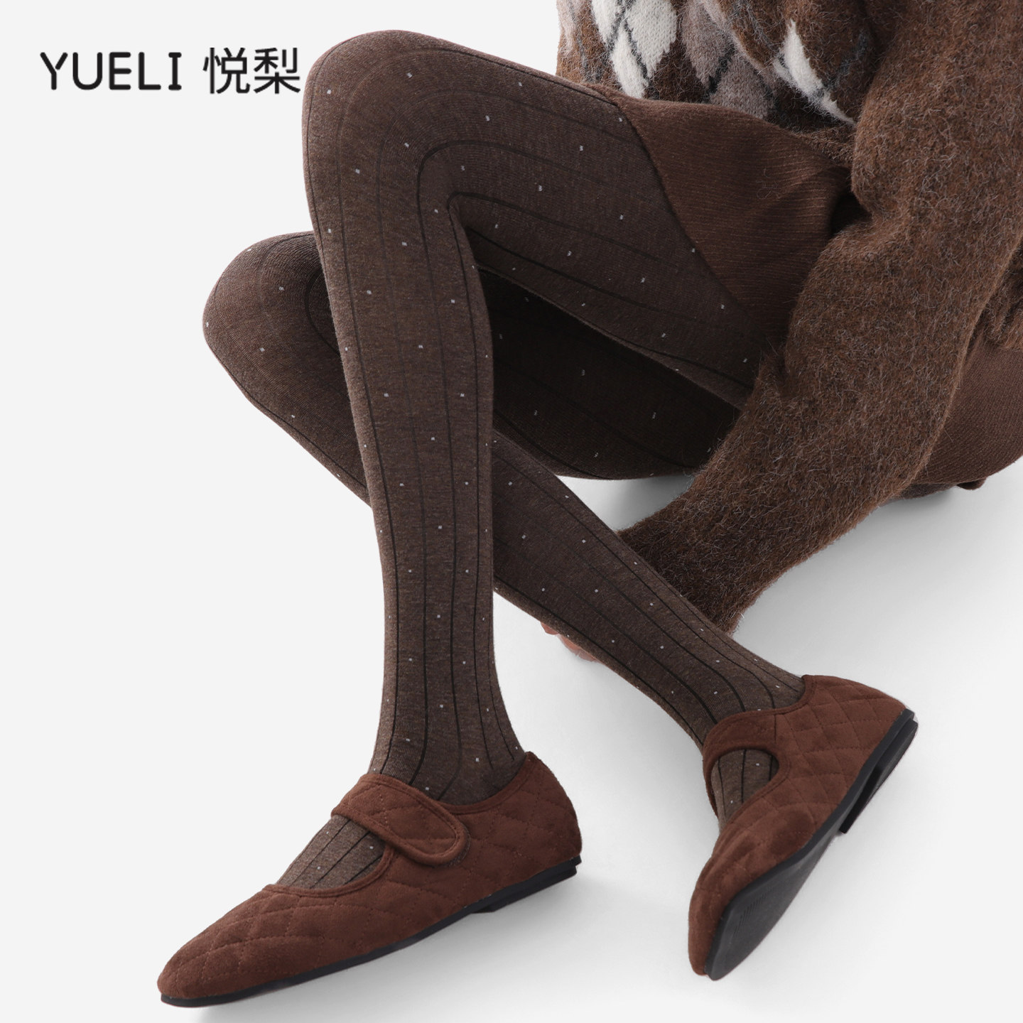 秋冬竖条纹波点打底裤压力瘦腿暗纹打底袜女y2k千禧感穿搭连裤袜